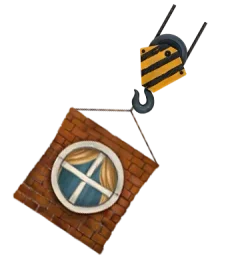 Nuevo piso en la torre — grúa y segmento de pared